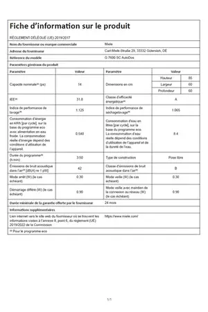 Miele G7600 SC Autodos