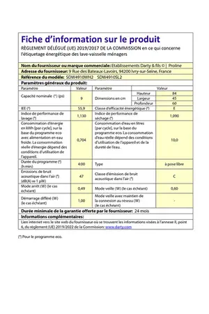 Proline SDW4910WH2 Proline SDW4910WH2